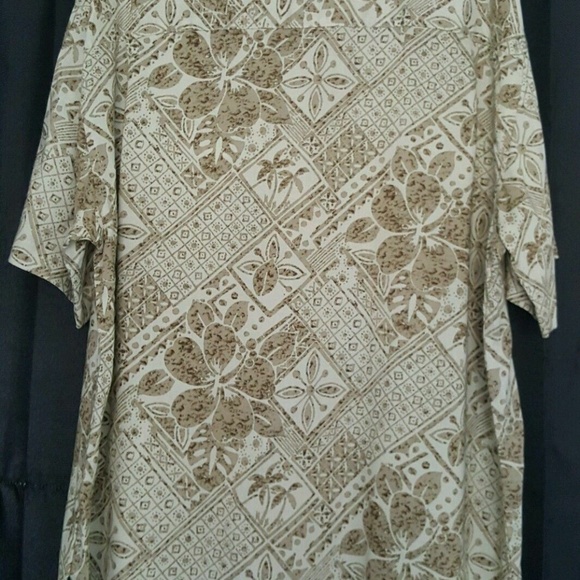 OP Ocean Pacific Aloha Shirt Brown Hawaiian Floral - Picture 7 of 8